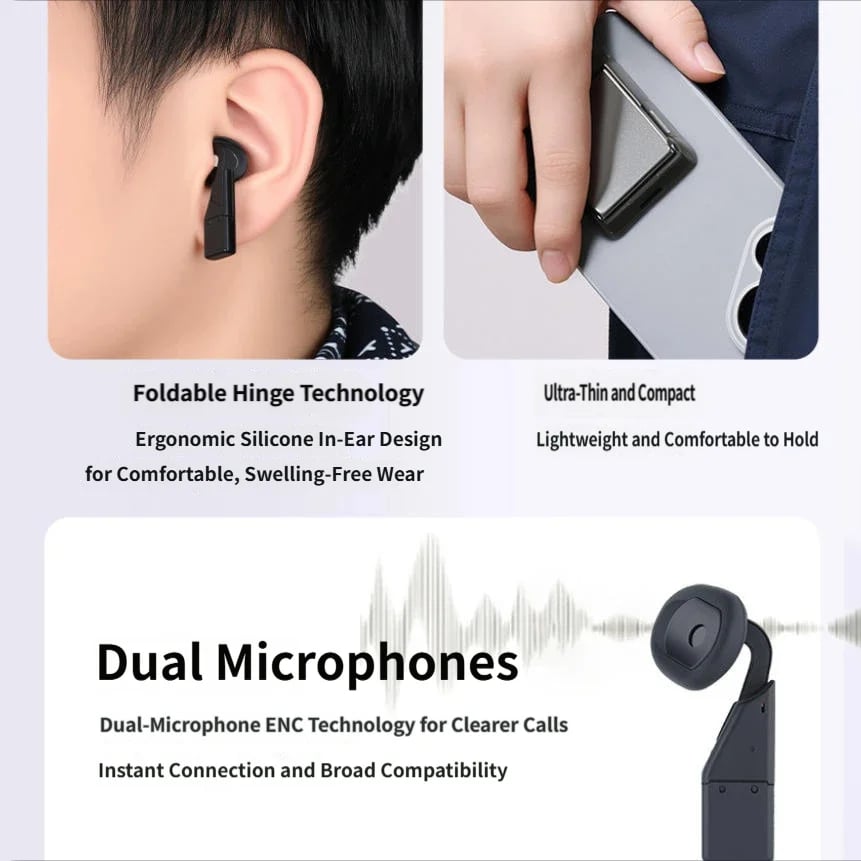 🔥Last Day 49% OFF -🎧Wireless Bluetooth Ultra-thin Foldable Earphones