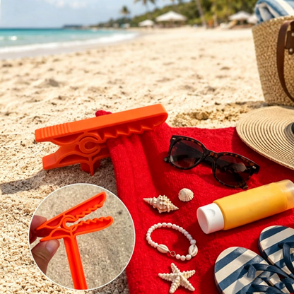🏖️ Beach Towel Stake Clips | Windproof Sand Ground Peg Clamps