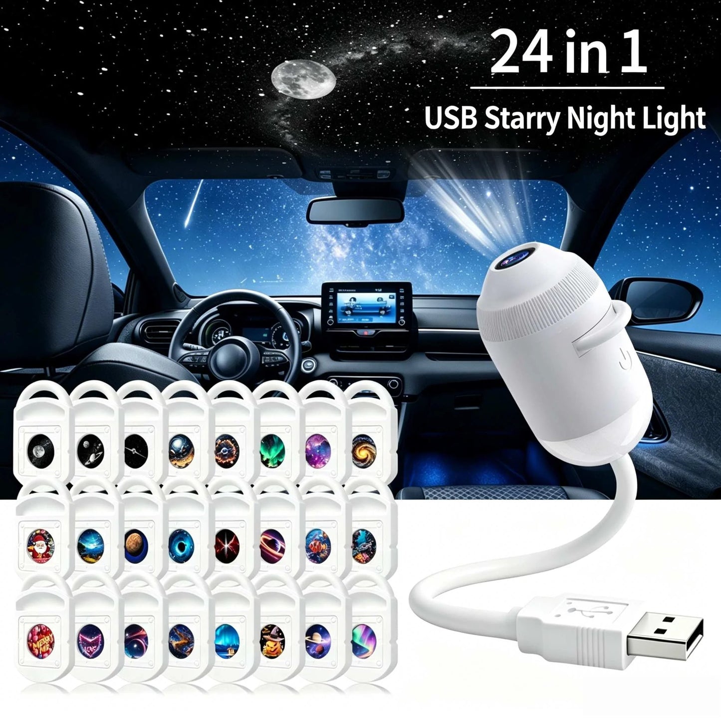 🌌5D Mini Galaxy Star Projector – Dynamic Ambient Lighting for Bedrooms, Cars & Relaxing Spaces