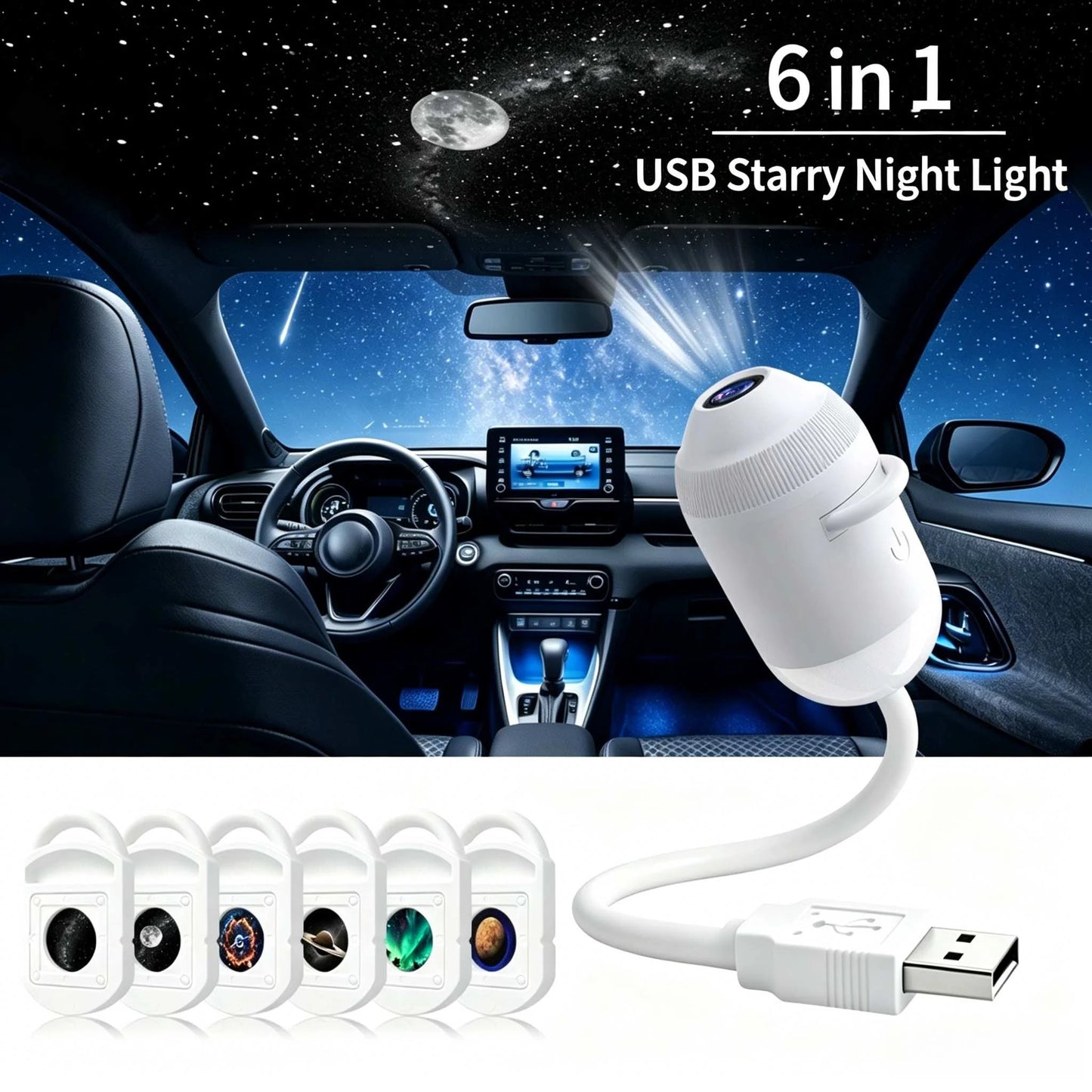 🌌5D Mini Galaxy Star Projector – Dynamic Ambient Lighting for Bedrooms, Cars & Relaxing Spaces
