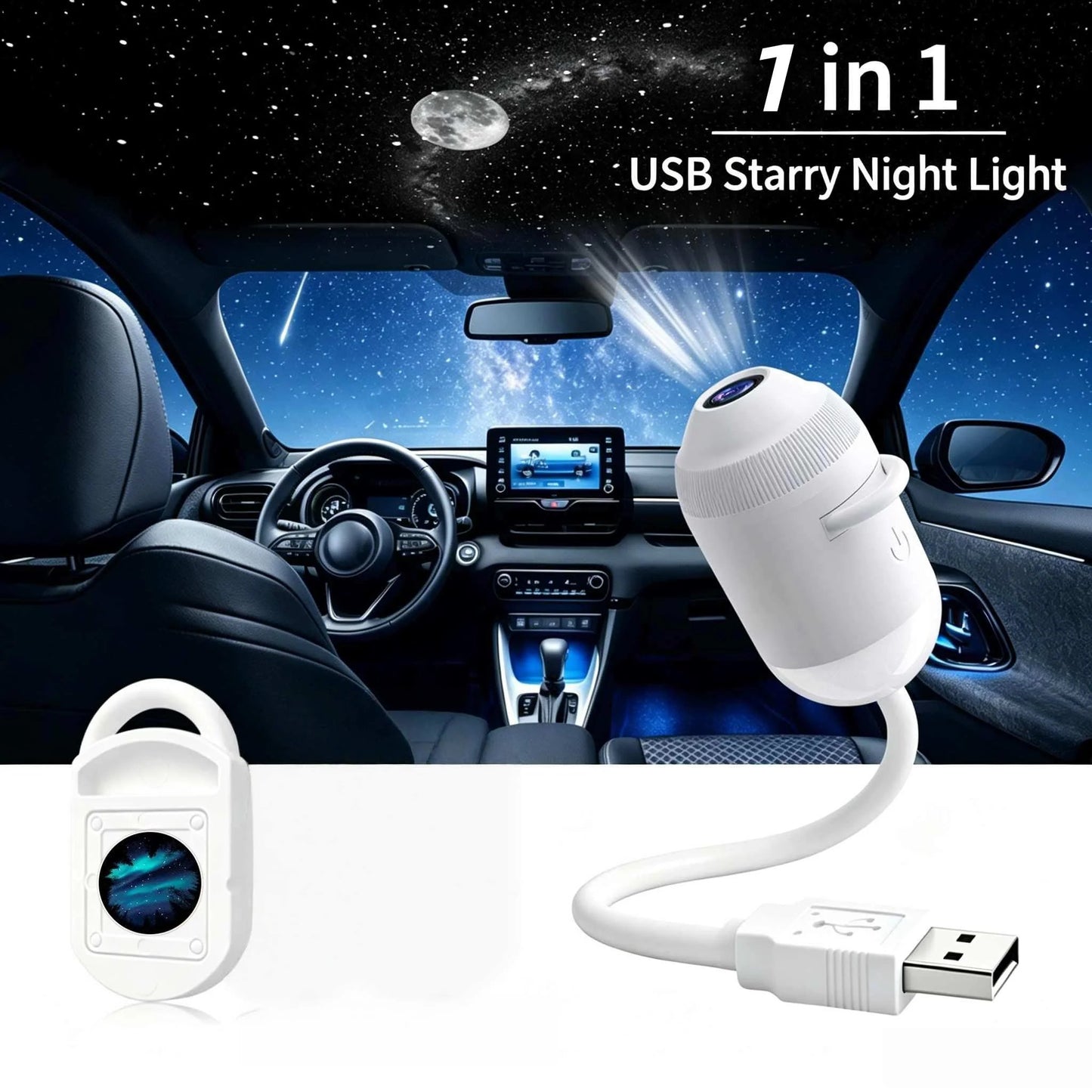 🌌5D Mini Galaxy Star Projector – Dynamic Ambient Lighting for Bedrooms, Cars & Relaxing Spaces