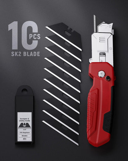 2-in-1 Folding Utility Knife and Razor Blade Scraper Tool