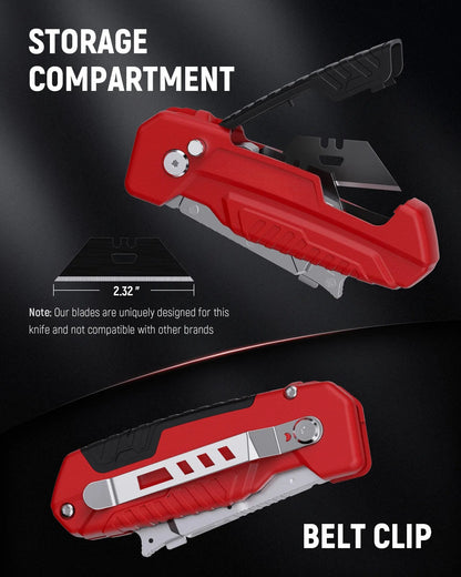 2-in-1 Folding Utility Knife and Razor Blade Scraper Tool